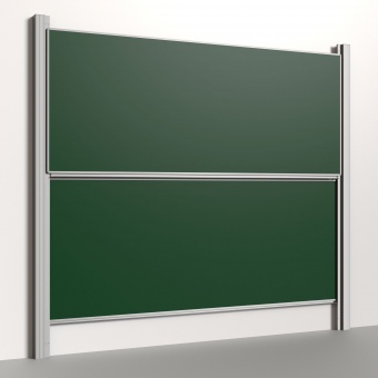 Pylonentafel, 300x120 cm, 2-flächig, höhenverstellbar, Stahlemaille grün 